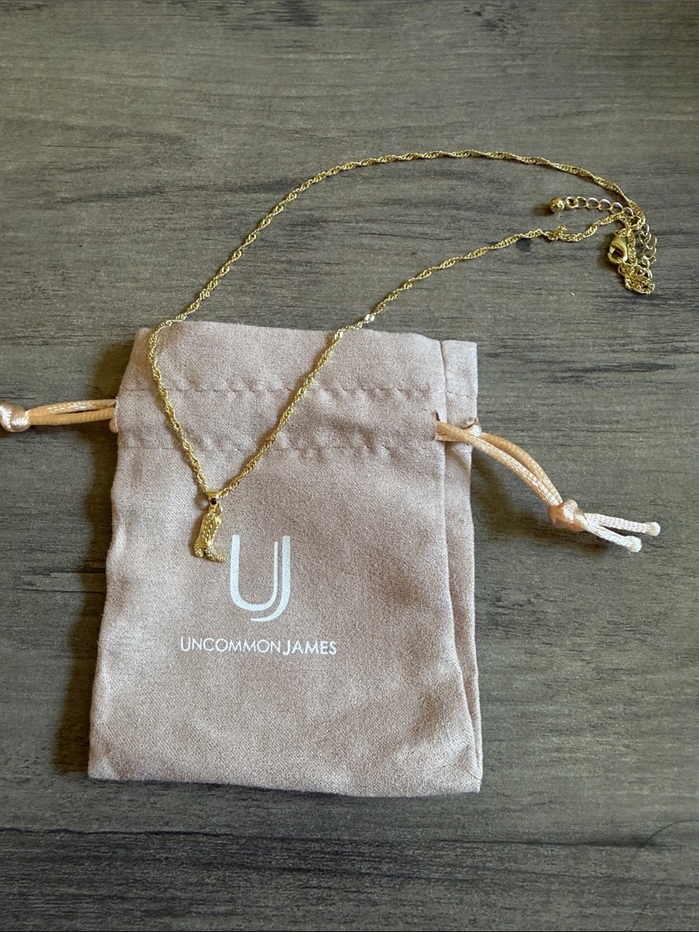 Uncommon James Gold Textured Cowboy Boot Pendant Necklace